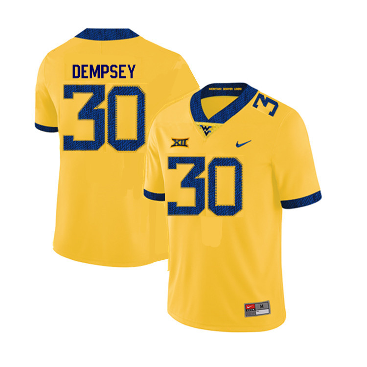 NCAA Men's Jordan Dempsey West Virginia Mountaineers Yellow #30 Nike Stitched Football College Authentic Jersey VB23J32TD